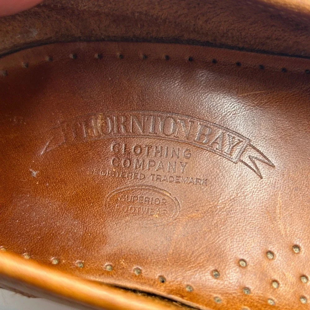 VTG Thornton Bay Kiltie Loafers Men 10 Brown Leather Brogue Made in Italy Preppy